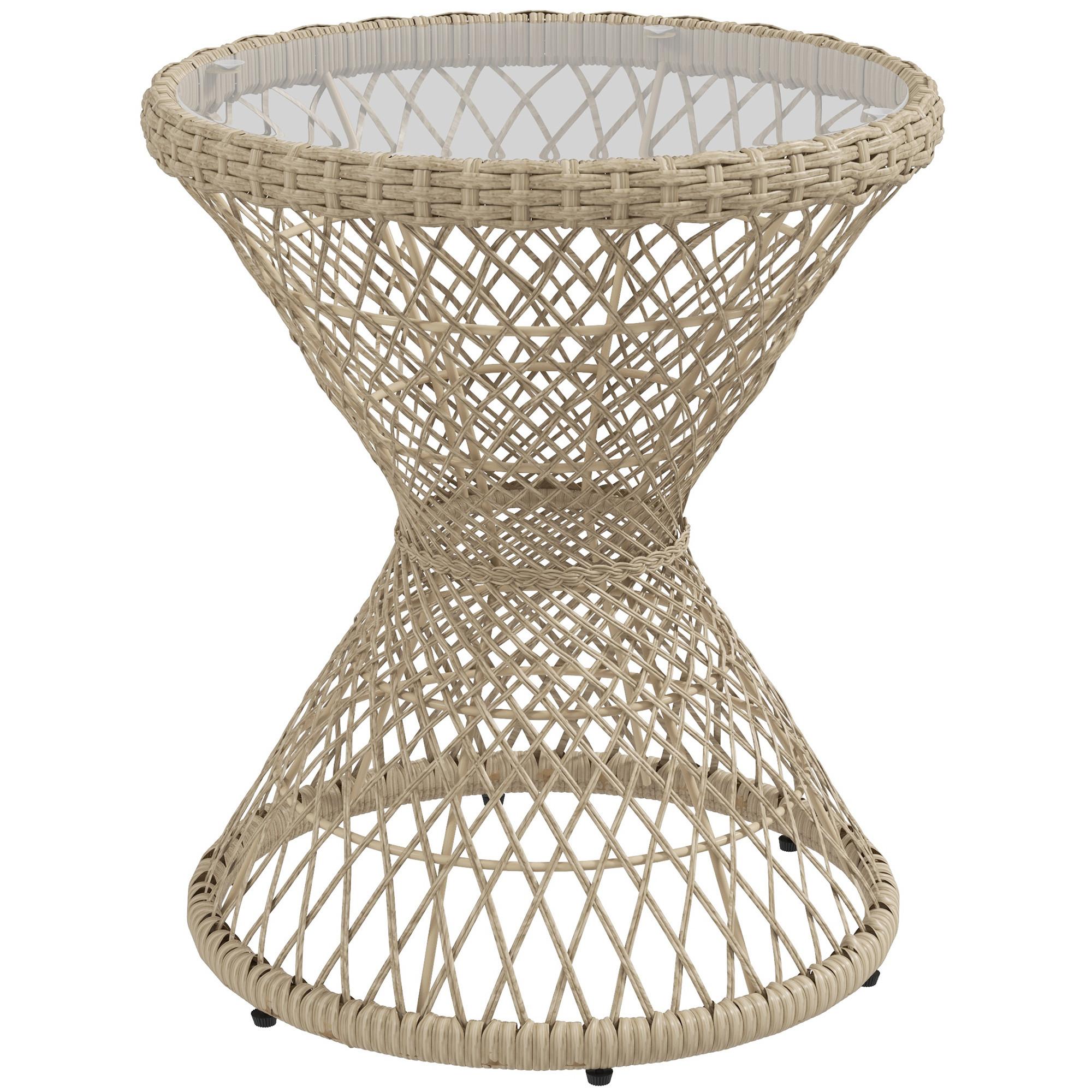 GARTENTISCH, Braun, Stahl, PE Rattan - Braun, Kunststoff (45/45/52cm) - Outsunny