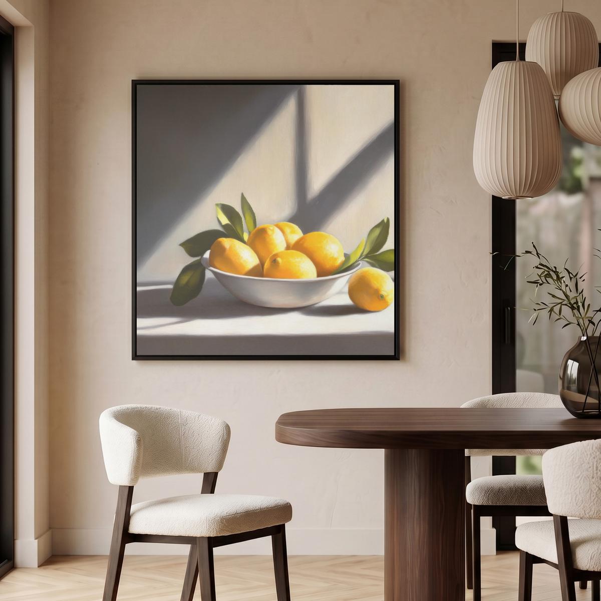 LEINWAND Bilder mit Rahmen - Zitronen - Stilleben - Gelb - 90x90 - Gelb, Textil (90/90cm) - MuchoWow