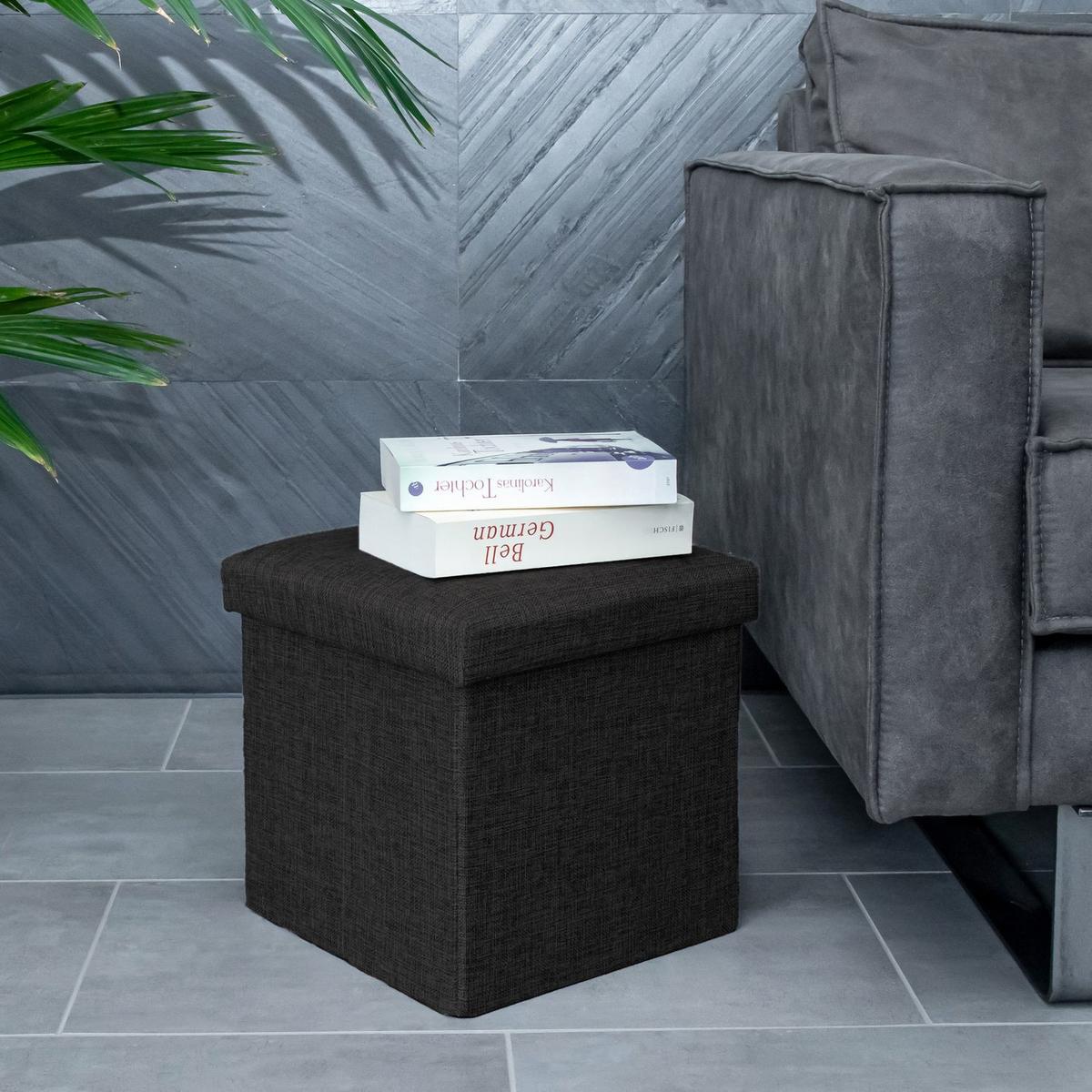 SITZHOCKER Faltbar 30/30/30 cm (Schwarz) - Schwarz, Textil (30/30/30cm) - Intirilife