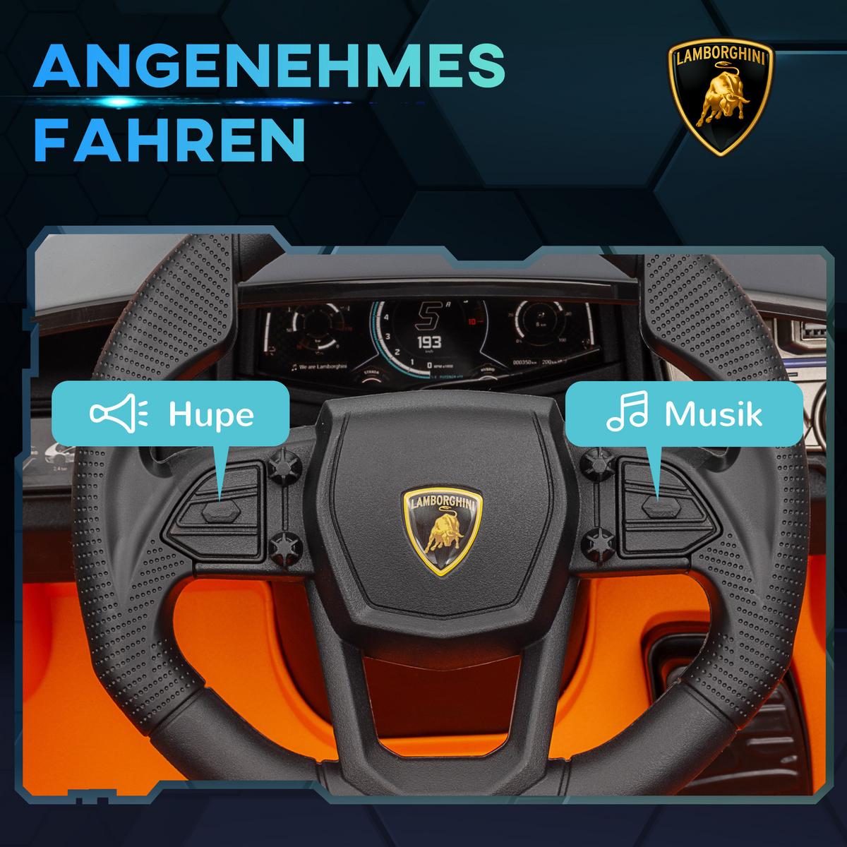 KINDER Elektroauto 12V Kinderauto mit 2,4G Fernbedienung, Musik, Orange - Orange, Metall (105/60/40cm) - AIYAPLAY