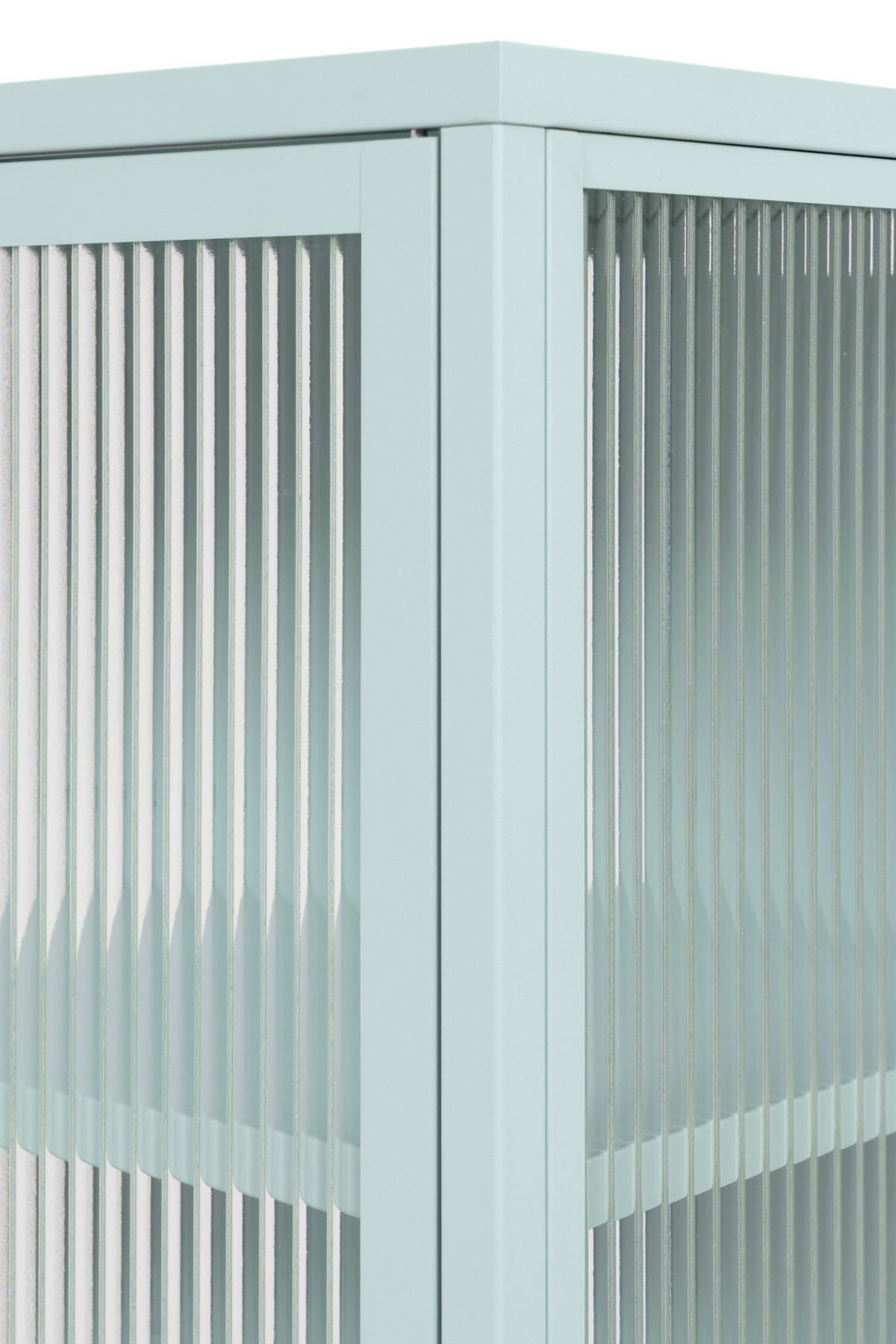 KOMMODE Metall mintgrün 80 cm, Vitrine mit stabilem Metallgestell - Goldfarben/Mintgrün, Glas/Metall (80/101.5/40cm) - Furn.Design
