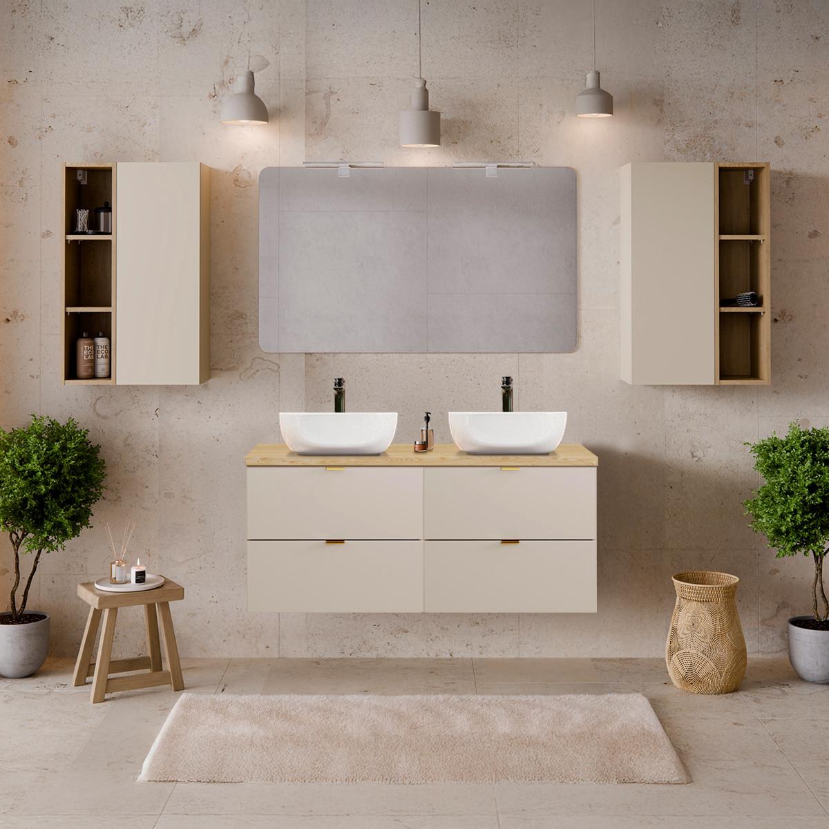 DOPPELWASCHTISCH 120.6cm Azel Kaschmir - Beige, Holzwerkstoff (120.6/52/46cm) - Petits-meubles