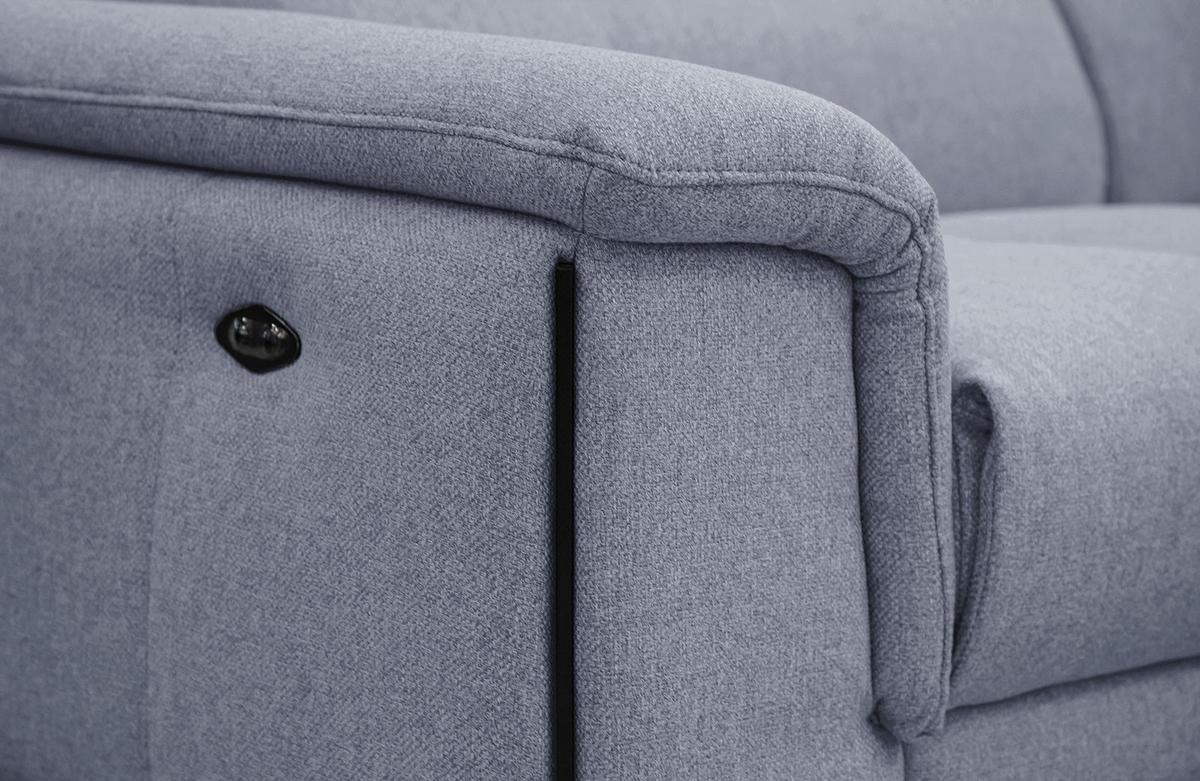 RELAXSOFA MATERA 3-Sitzer mit 2 Relaxfunktionen, hellblau - Schwarz/Hellblau, Holzwerkstoff/Textil (212/82/103cm) - Wozimo