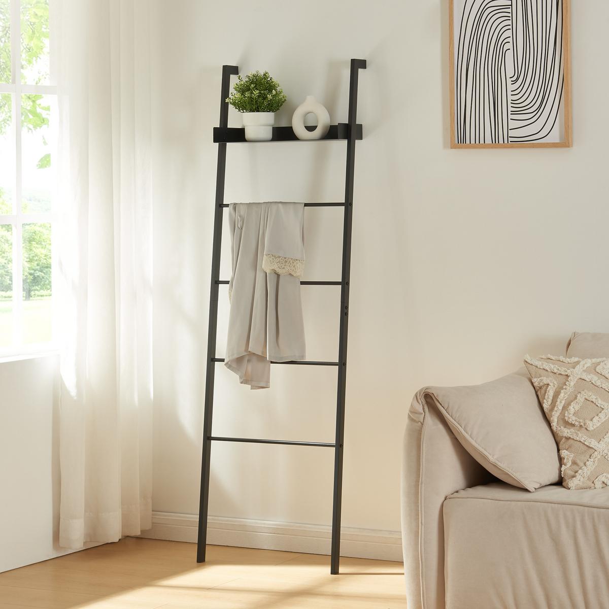 LEITERREGAL Øksnes - Schwarz, Metall (50/160/27.5cm) - [en.casa]