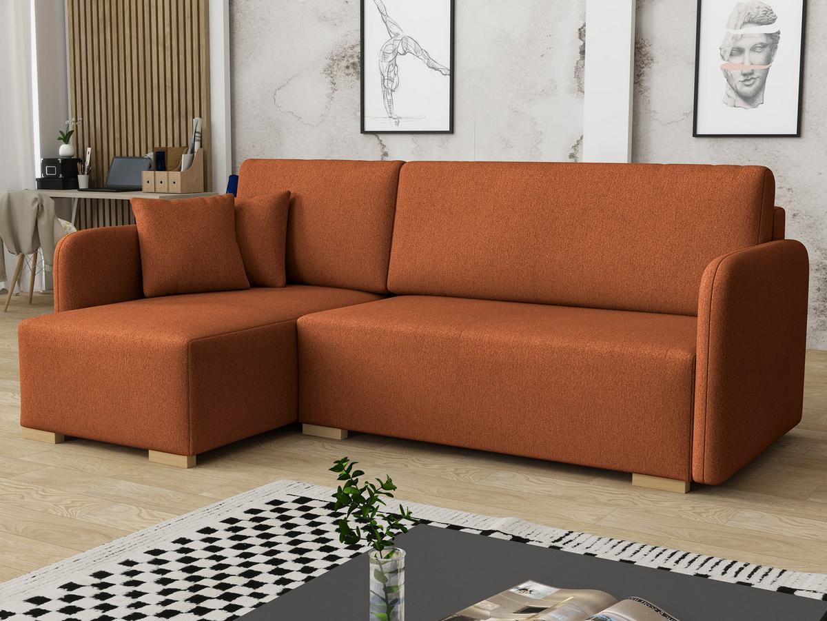 ECKSOFA Como L - Orange/Naturfarben, Holz/Textil (220/140cm) - MIRJAN24