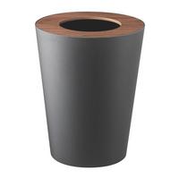 PAPIERKORB aus Metall 23/28/23 cm rund mit Holzabdeckung - Schwarz, Metall (23/28/23cm) - Yamazaki