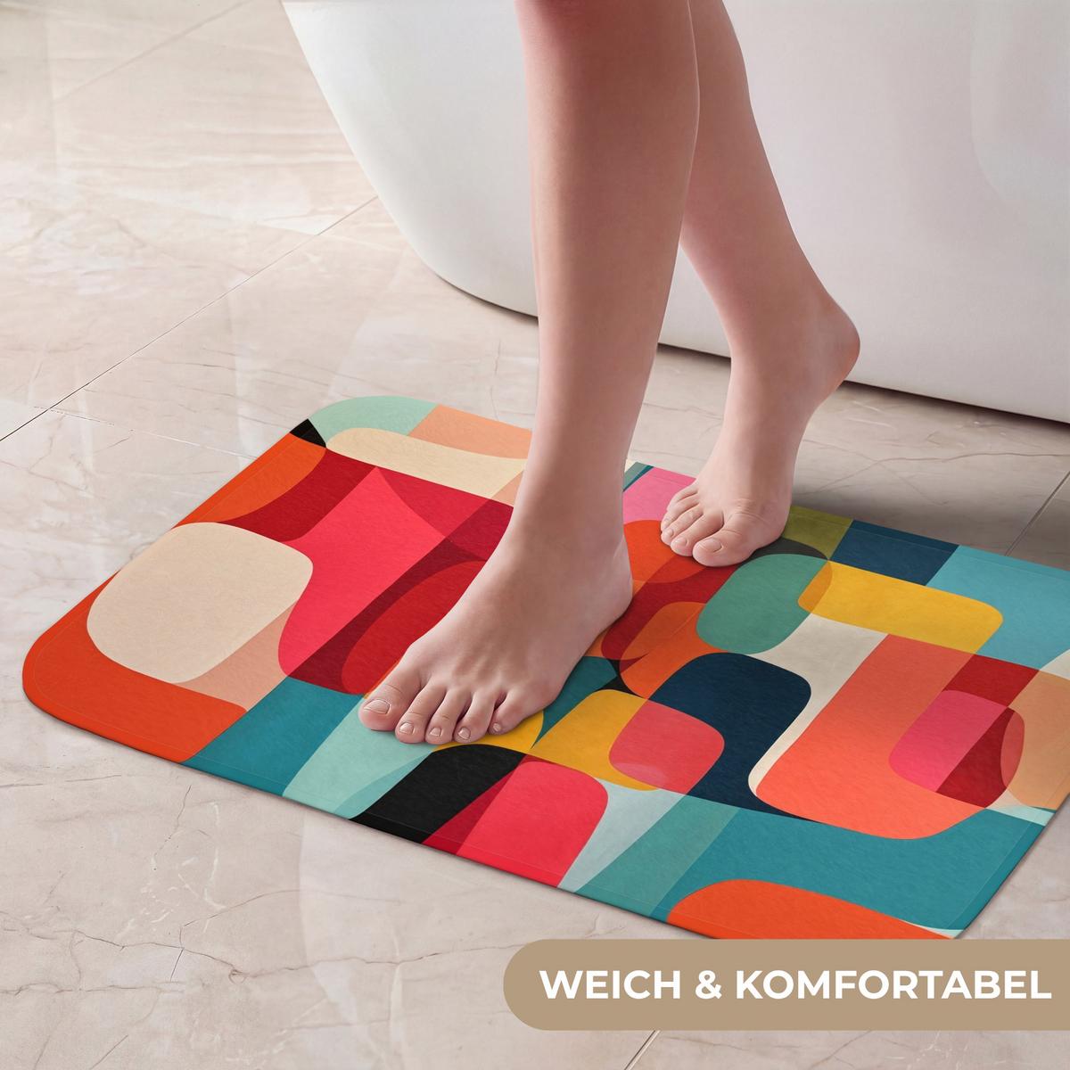 BADEMATTE Formen - Bunt - Abstrakt - Flugzeuge 60x40 cm - Multicolor, Textil (60/40cm) - OnlyWow