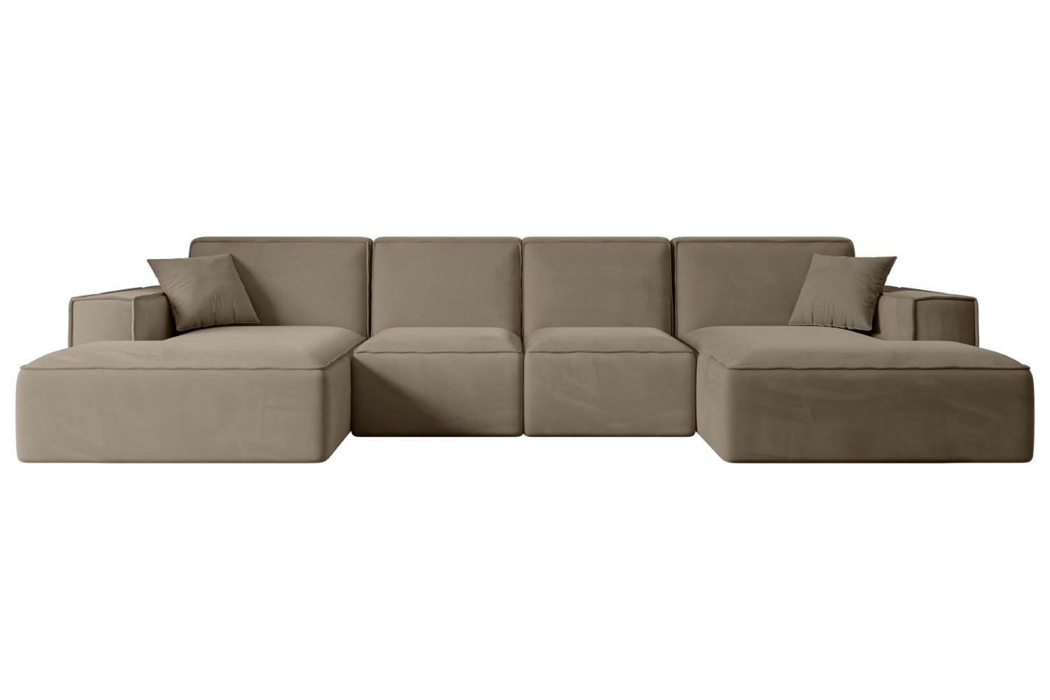 WOHNLANDSCHAFT SIERRA-U - 349x169x80 cm Braun Velours - Schwarz/Braun, Holzwerkstoff/Kunststoff (349/80/169cm) - ALTDECOR