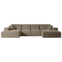 WOHNLANDSCHAFT SIERRA-U - 349x169x80 cm Braun Velours - Schwarz/Braun, Holzwerkstoff/Kunststoff (349/80/169cm) - ALTDECOR