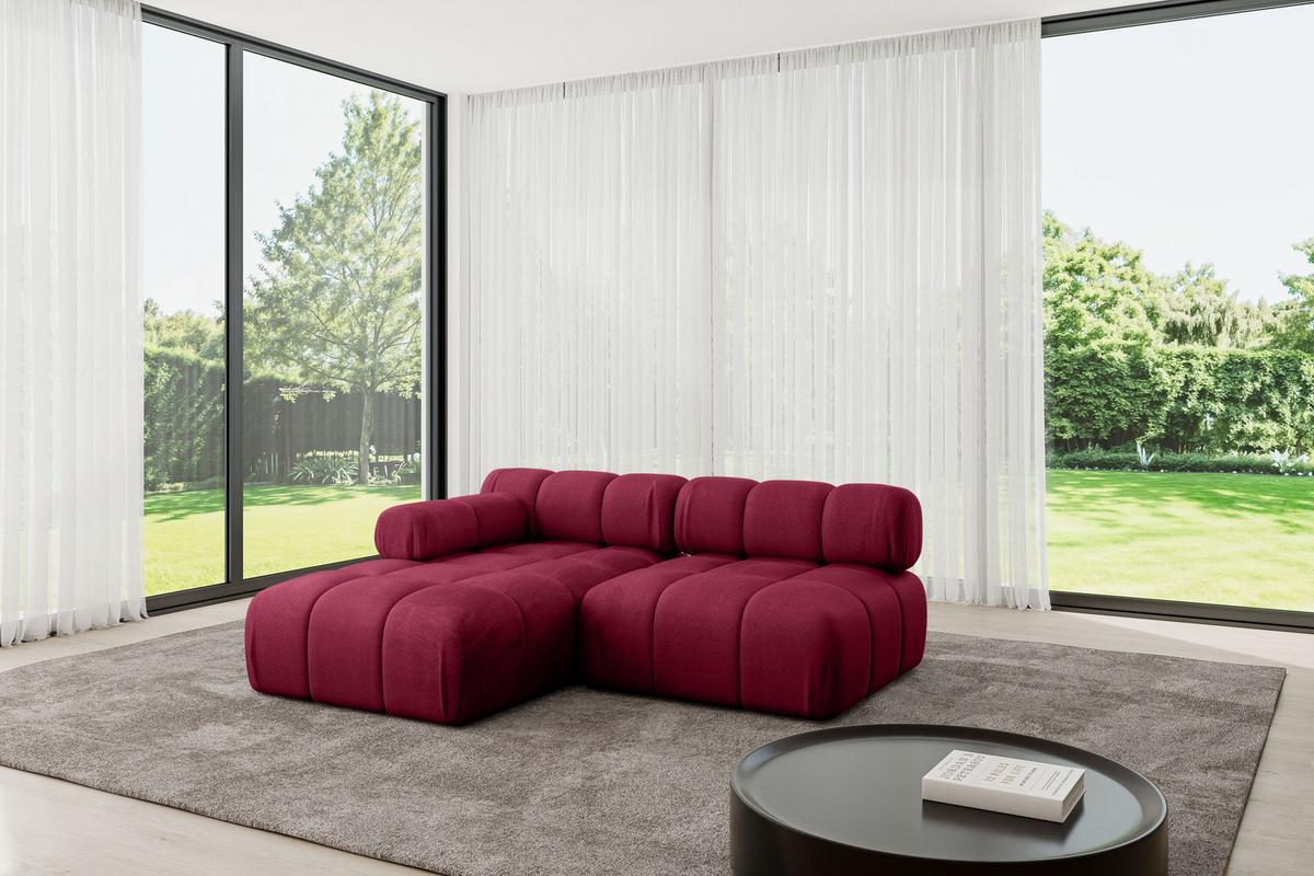 ECKSOFA modulares Sofa Razon-L1 - 190x160x70 cm Bordeauxrot Velours - Bordeaux, Holzwerkstoff/Textil (190/160cm) - ALTDECOR