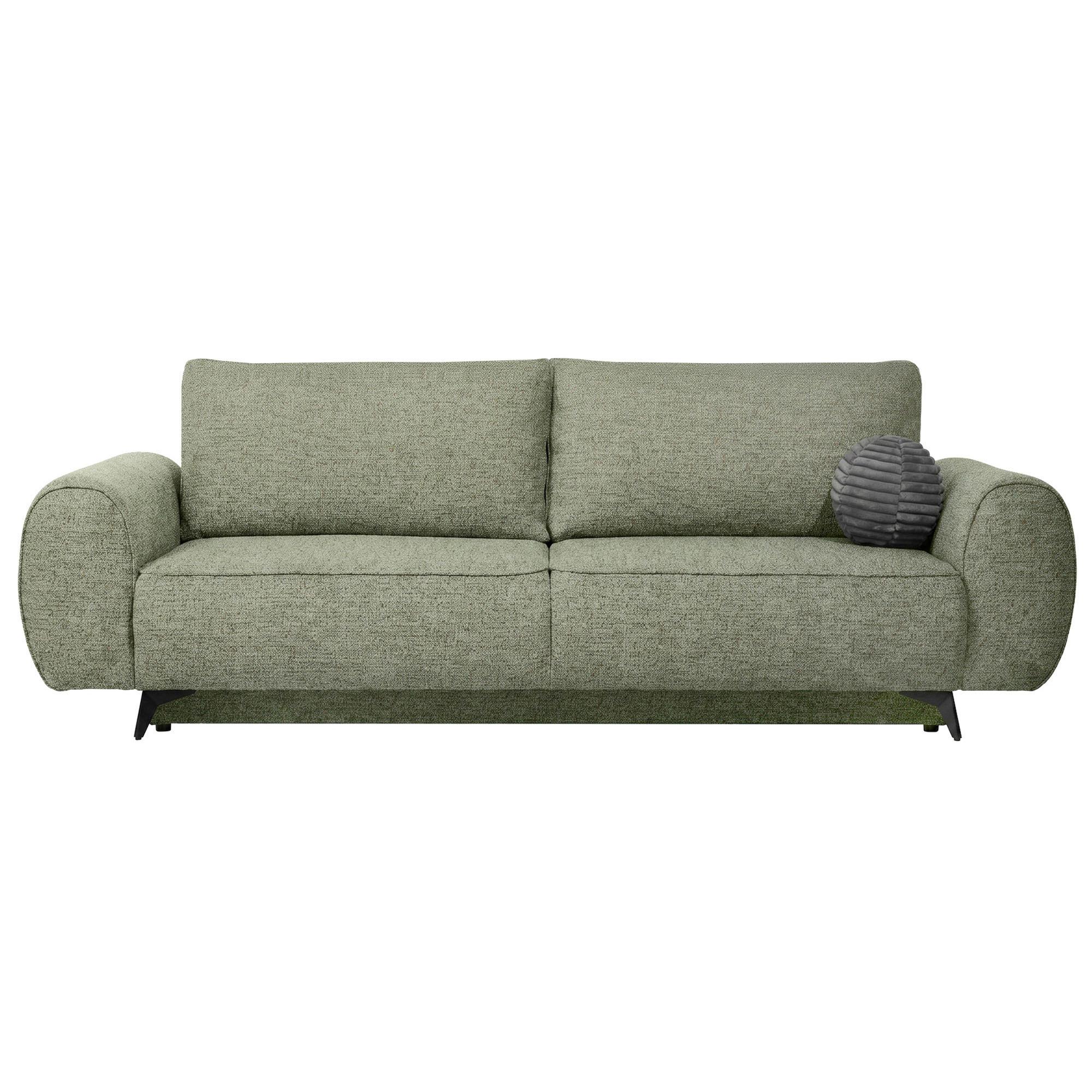 SCHLAFSOFA Vito 3-Sitzer mit Bettkasten, DL-System, Chenille-Stoff, Grün - Schwarz/Grün, Textil (256/90/99cm) - Beautysofa