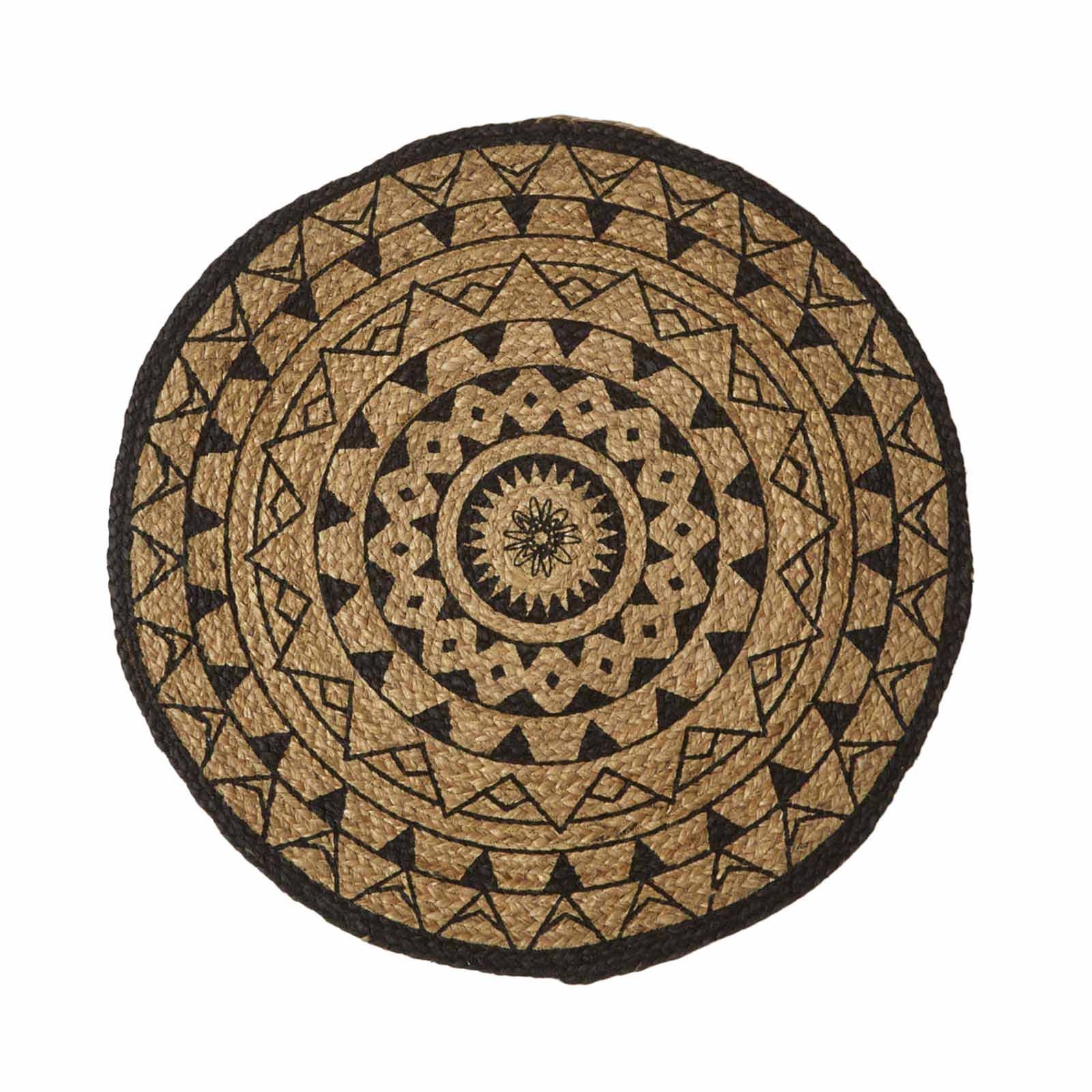 TEPPICH Mandala rund geflochten 90 cm - Schwarz, Naturmaterialen (90/90cm) - Homescapes