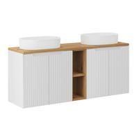 DOPPELWASCHTISCH 140.4cm Riva Weiß und Holz - Weiß, Holzwerkstoff (140.4/59.5/40cm) - Petits-meubles