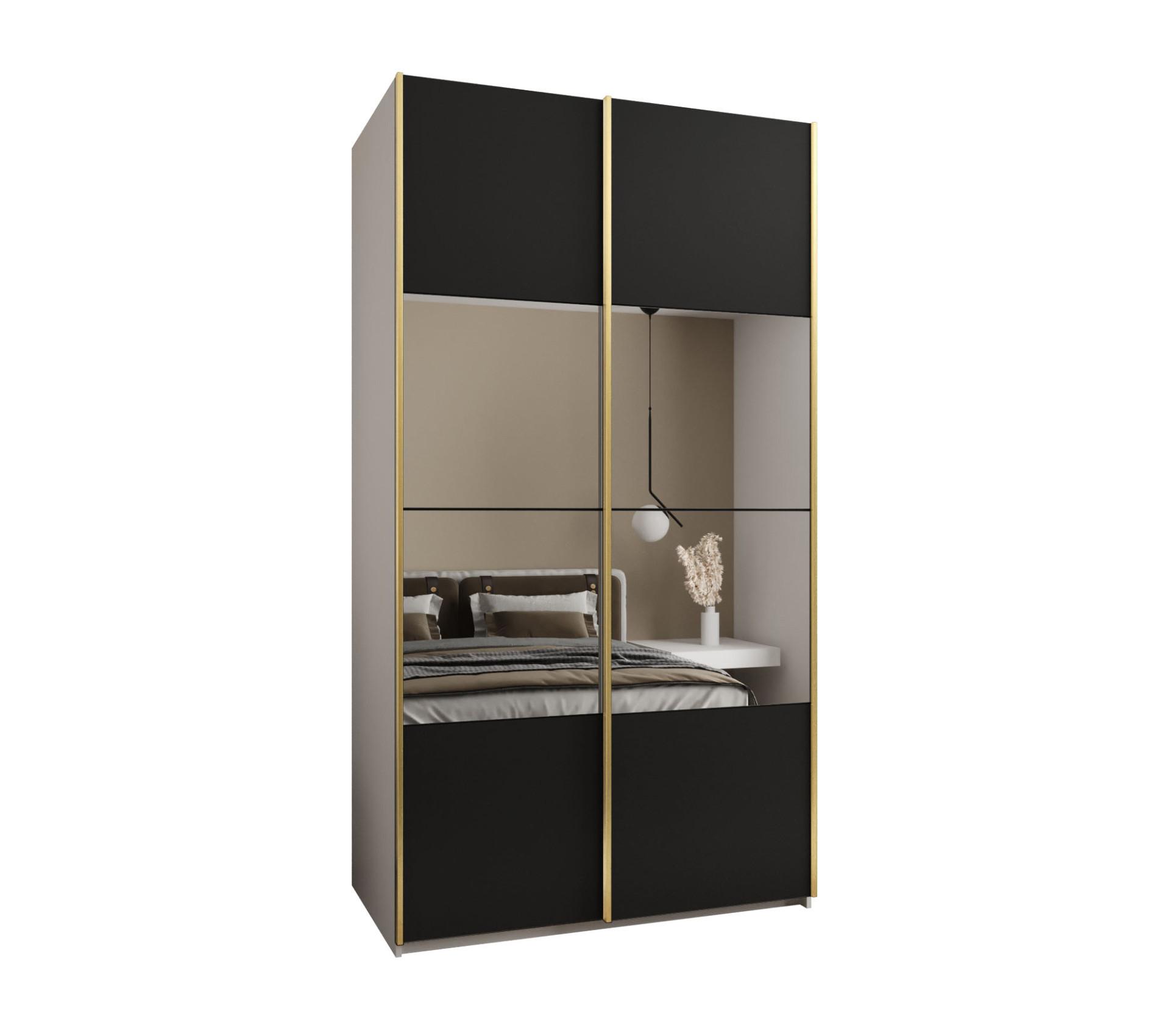 SCHWEBETÜRENSCHRANK 245,5/140/64 2-türig - Goldfarben/Schwarz, Holz/Metall (140/245/64cm) - Abiks Möbel