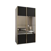 SCHWEBETÜRENSCHRANK 245,5/130/64 2-türig - Goldfarben/Schwarz, Holz/Metall (130/245/64cm) - Abiks Möbel