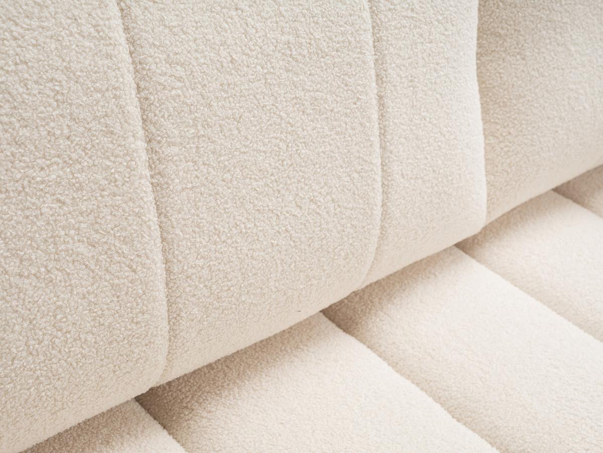 BETTSOFA GIOIA Creme Bucle-Stoff mit Schlaffunktion - Creme, Holz (248/88/105cm) - MASSENO