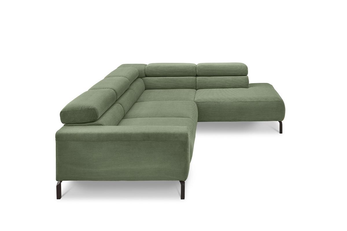 ECKSOFA DELIA Grün Cord - Schwarz/Olivgrün, Textil/Metall (276/219cm) - KAWOLA