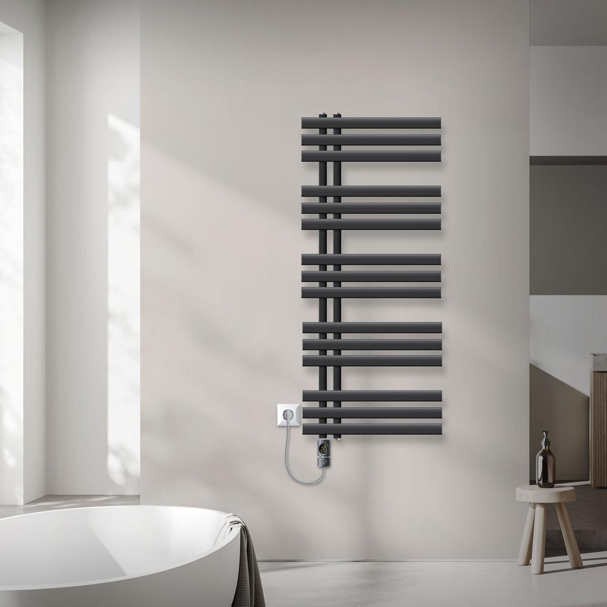 BADHEIZKÖRPER elektrisch Iron EM 500x1200 mm Anthrazit mit Heizstab 1200W Digital - Anthrazit, Metall (50/120/3cm) - LuxeBath