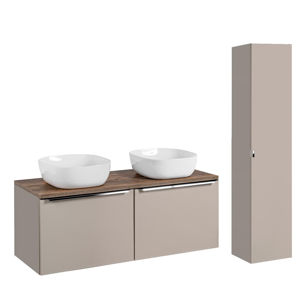 BADMÖBEL 120cm Éros 2er-Set Taupe - Taupe, Holzwerkstoff (120/48/46cm) - Petits-meubles