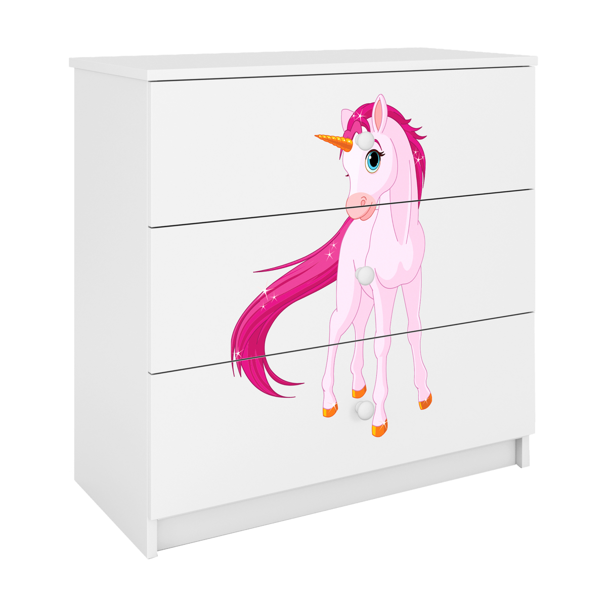 KOMMODE Babydreams Einhorn 81/81/41 - Weiß, Holzwerkstoff (81/81/41cm) - RAUMHIRSCH FURNITURE