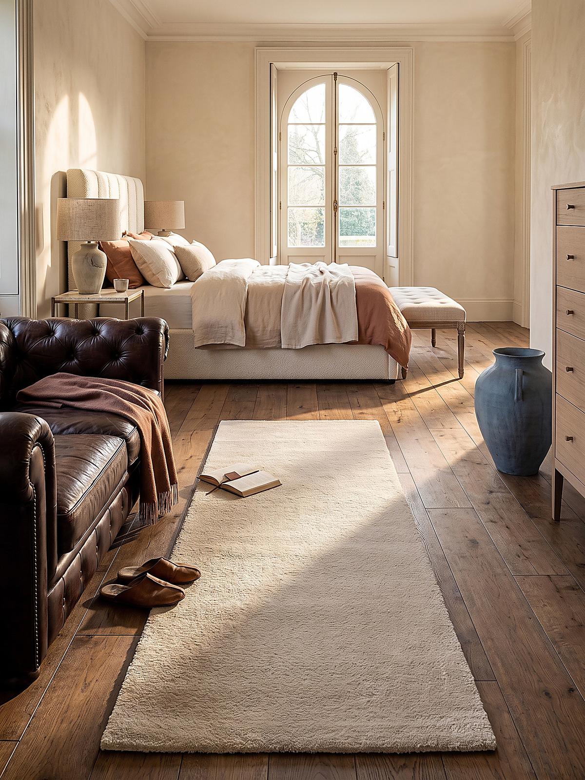 TEPPICHLÄUFER Antirutsch Uni ALDAN Polyester Beige 60 x 110 cm - Beige, Textil (60/110cm) - KADIMA DESIGN