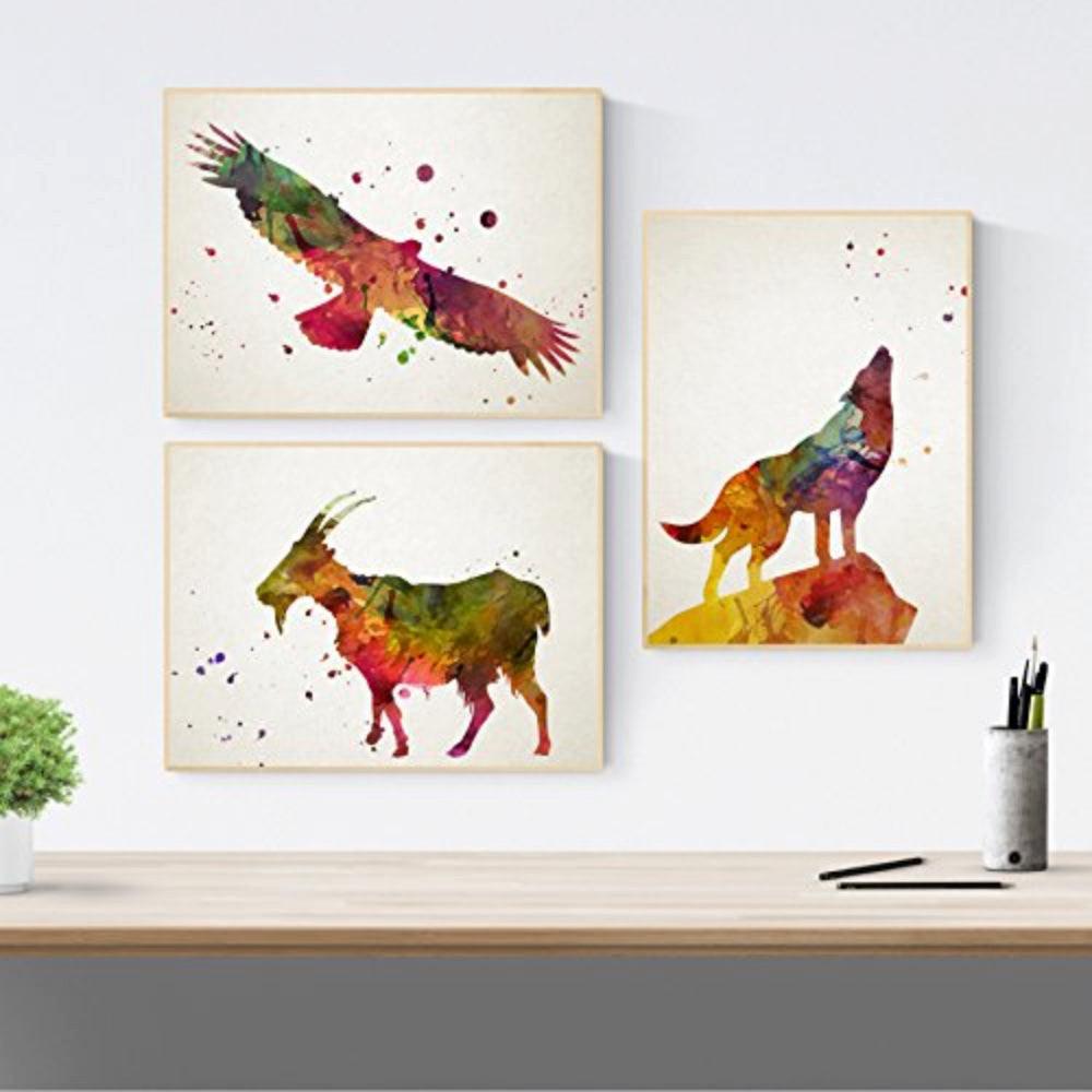 POSTER Set Mit 3 Tiere Aquarell A3 Rahmenlos - Klar, Papier (29.7/5/42cm) - Nacnic