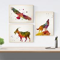 POSTER Set Mit 3 Tiere Aquarell A3 Rahmenlos - Klar, Papier (29.7/5/42cm) - Nacnic