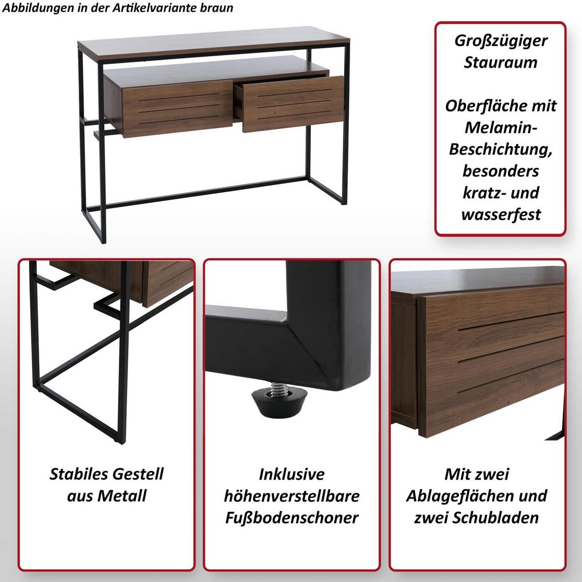 KONSOLENTISCH rechteck Walnuss Dekor - Walnussfarben, Holz (40/120/80cm) - MCW