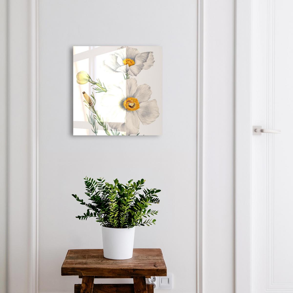SCHLÜSSELBOX Schwarz 30x30 cm- Türöffnung nach rechts - Blumen Natur - Weiß, Metall (30/30/5cm) - TULUP