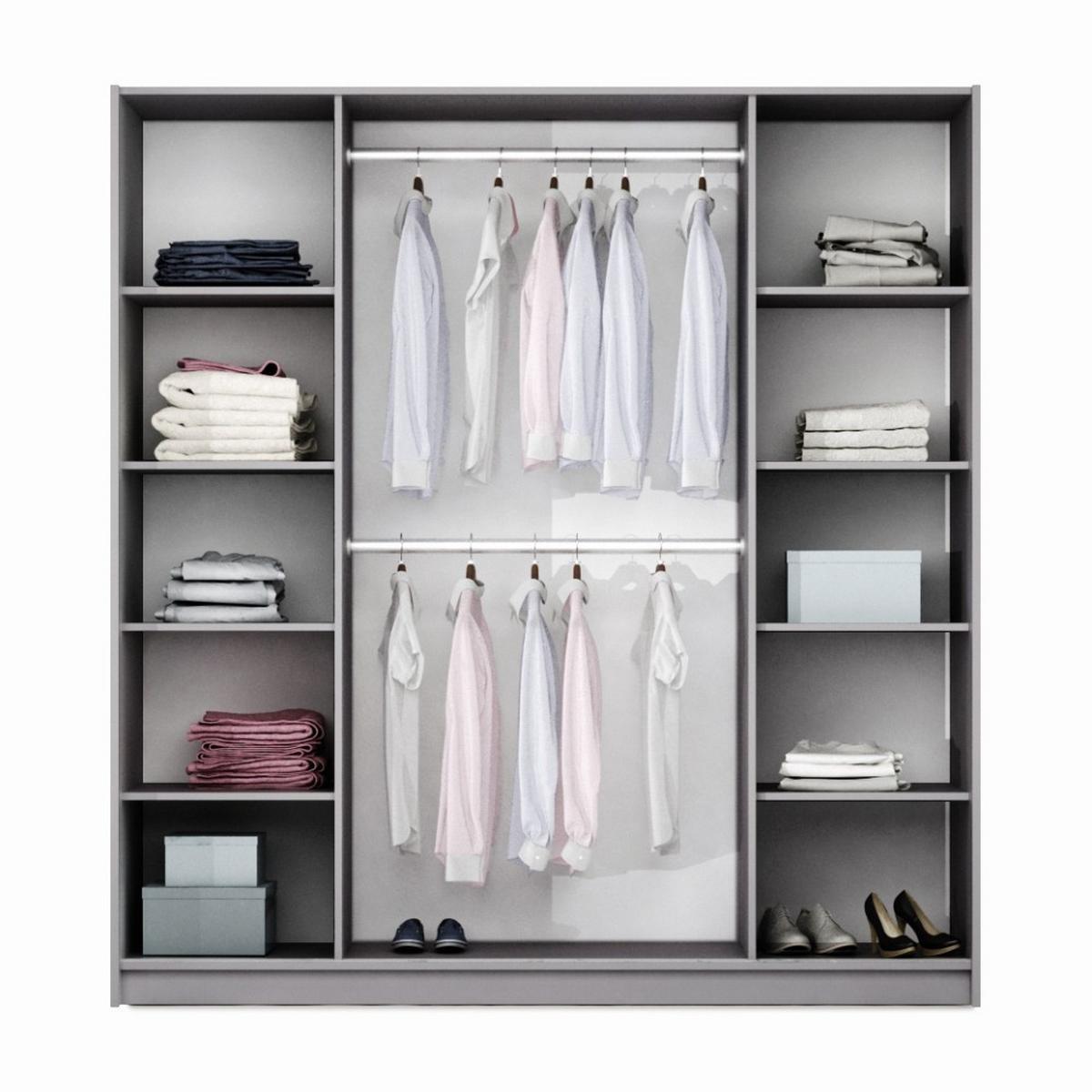 DREHTÜRENSCHRANK Bremco mit 2 Türen und Spiegel, Cappuccino, 210 cm - Cappuccino, Holzwerkstoff (210/219/65cm) - Beautysofa