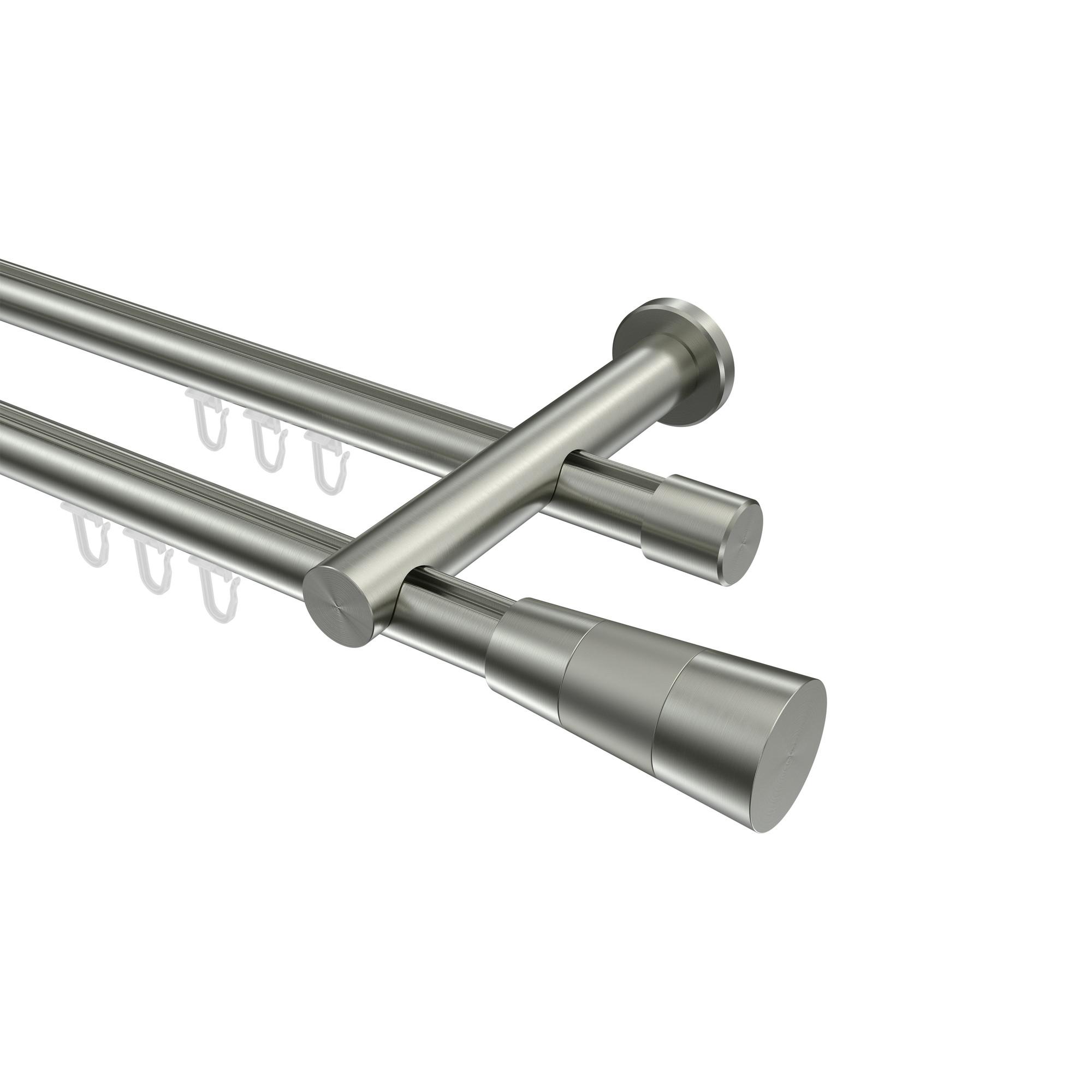 GARDINENSTANGE INNENLAUF Platon Tanara 520 cm (geteilt in 4 x 130 cm), 2-läufig, 20 mm Ø Edelstahl-Optik - Edelstahlfarben/Silberfarben, Metall (520cm) - INTERDECO