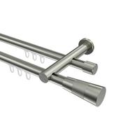 GARDINENSTANGE INNENLAUF Platon Tanara 520 cm (geteilt in 4 x 130 cm), 2-läufig, 20 mm Ø Edelstahl-Optik - Edelstahlfarben/Silberfarben, Metall (520cm) - INTERDECO