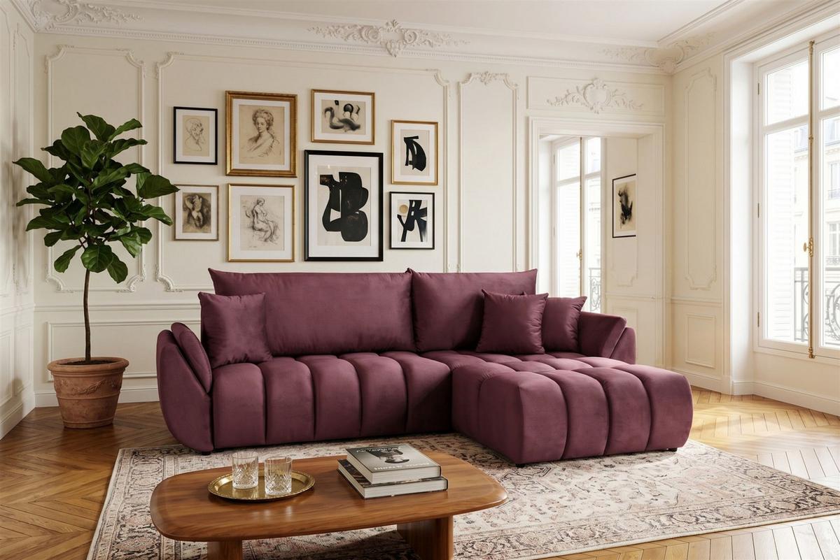 ECKSOFA Collin Mit Schlaffunktion - Bordeaux, Holzwerkstoff/Textil (185/280cm) - Fun Möbel