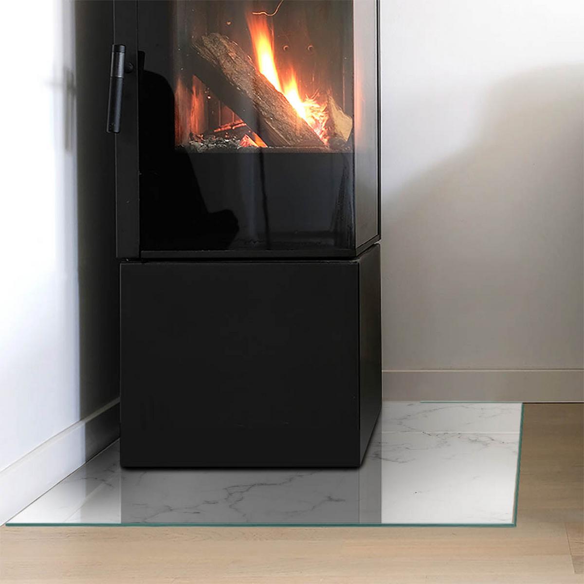 GLASPLATTE für Kamin 60x60 cm - Weiß, Glas (60/60/0.4cm) - TULUP