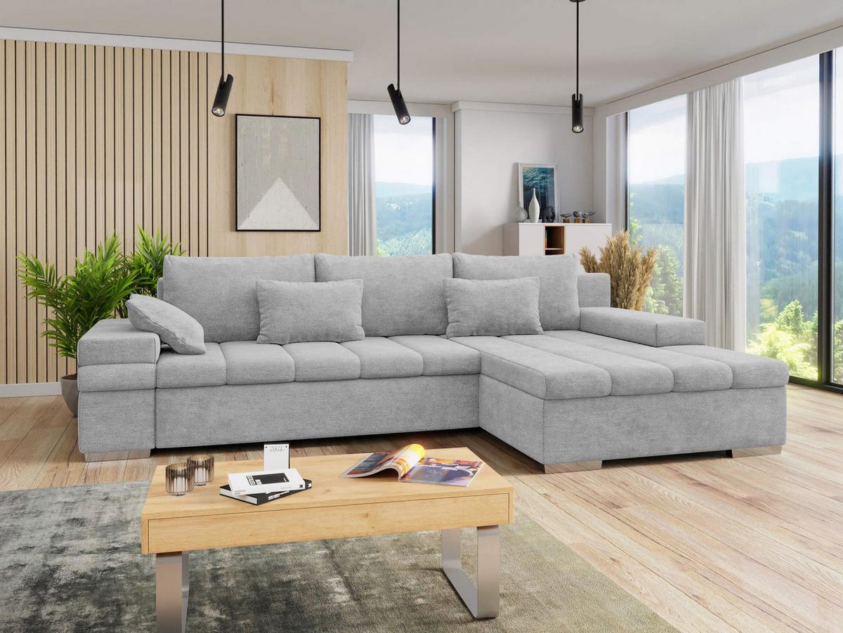 ECKSOFA Bangkok, Seite: Rechts - Silberfarben/Alufarben, Holz/Textil (310/175cm) - MIRJAN24