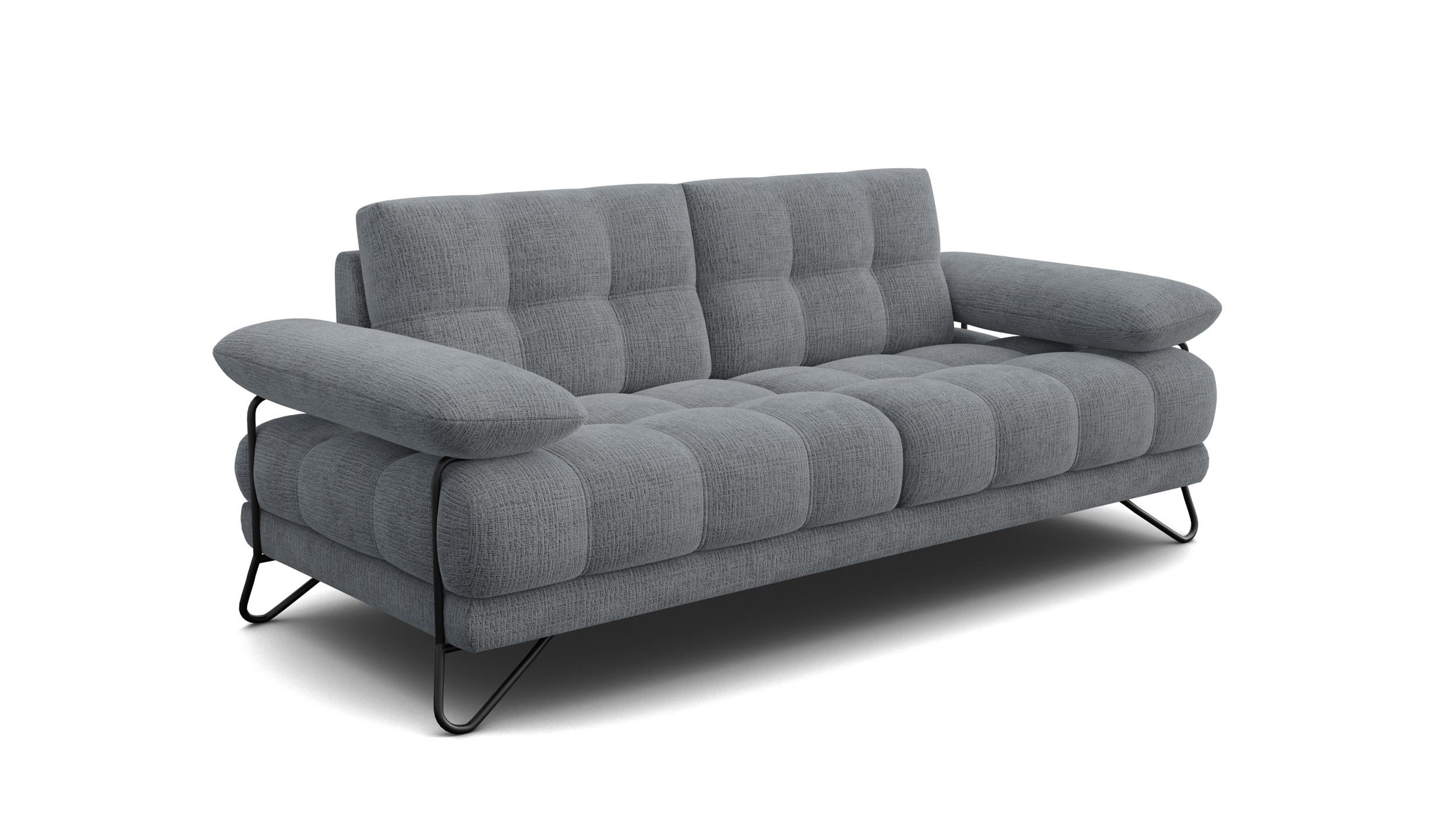 SOFA BUBBARA 2,5-Sitzer, dunkelgrau - Dunkelgrau/Schwarz, Holz/Textil (215/87/96cm) - Wozimo