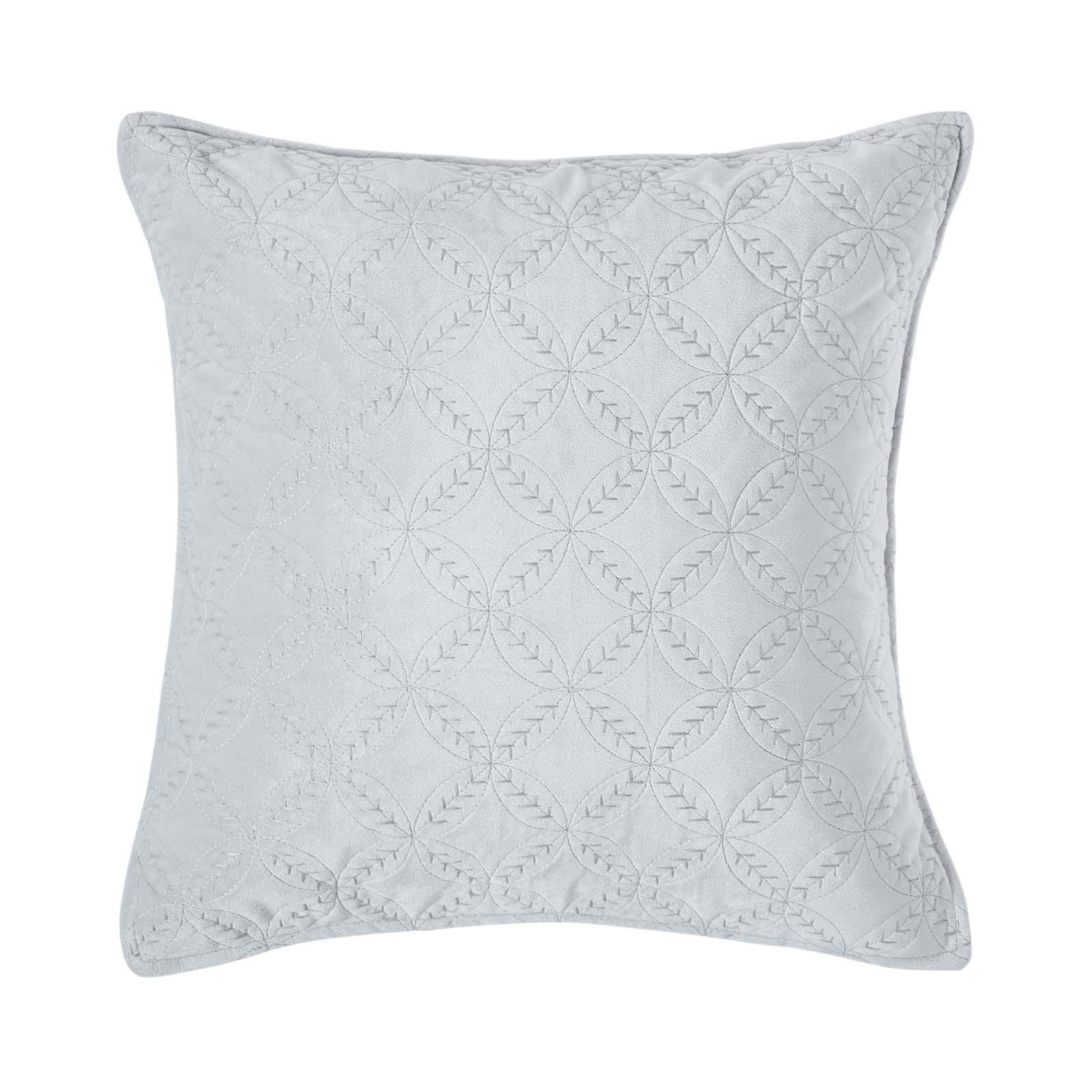 KISSENHÜLLE Samt gesteppt, Eternity-Rings 45/45 cm - Grau, Textil (45/45cm) - Homescapes