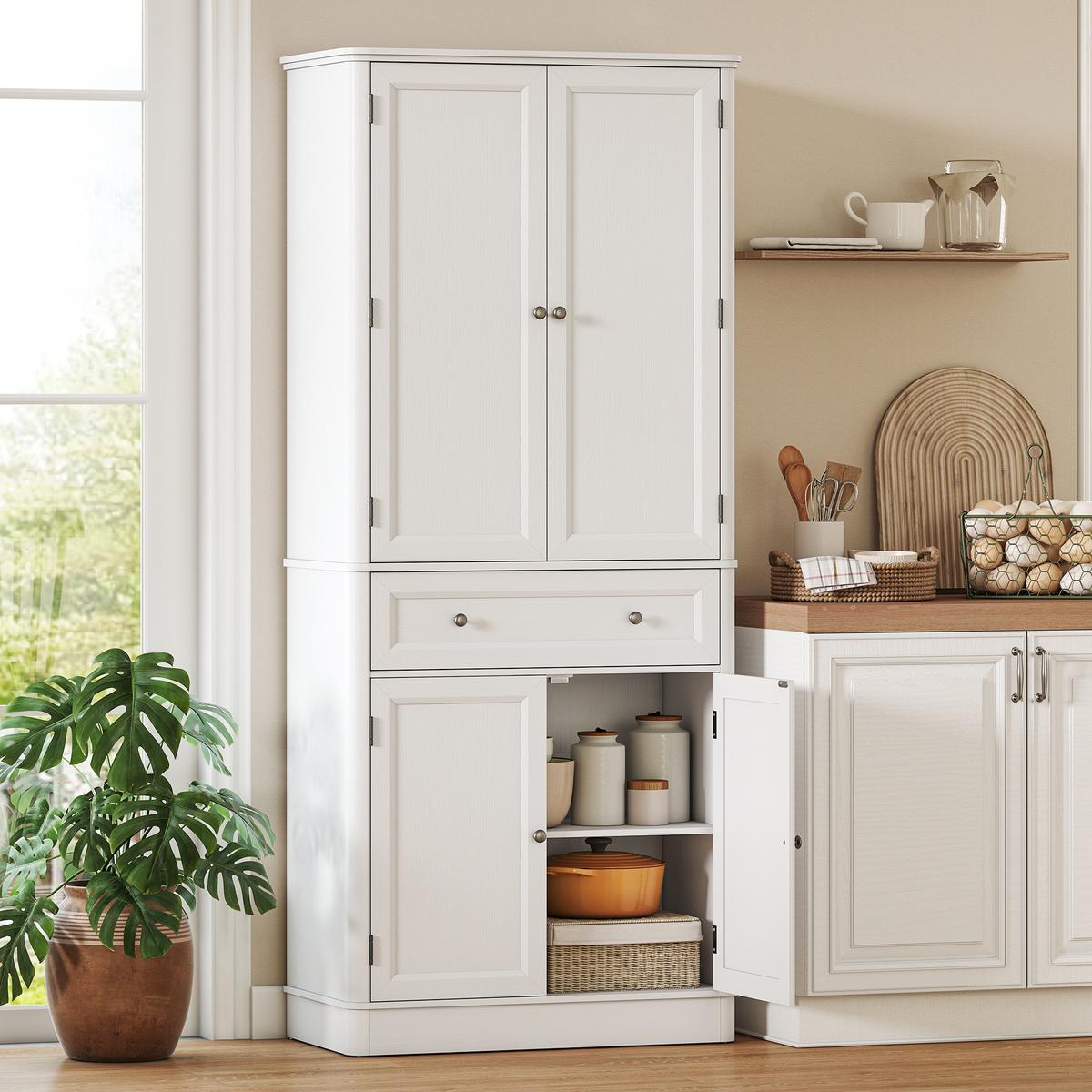 KÜCHENSCHRANK MDF Weiß - Weiß, Holzwerkstoff (39.5/186.4/80cm) - HOMCOM