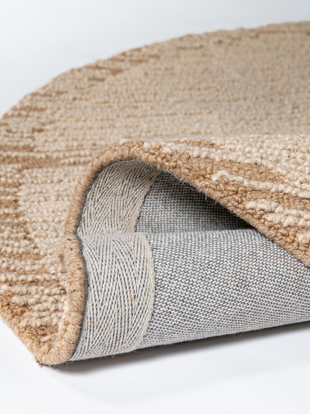WOLLTEPPICH handgetuftet GANNEL, Blockdesign, Natur, Ø 160 cm - Beige, Textil (160/160cm) - KADIMA DESIGN