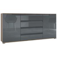 SIDEBOARD Sylt Grau Hochglanz / Anthrazit matt - Grau, Holzwerkstoff (166.5/75.5/35cm) - Vladon