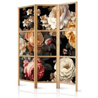 PARAVENT Japanischer 3-tlg 135x172 cm Pflanzen Blumen - Multicolor, Holz/Textil (135/172/3cm) - Muralo