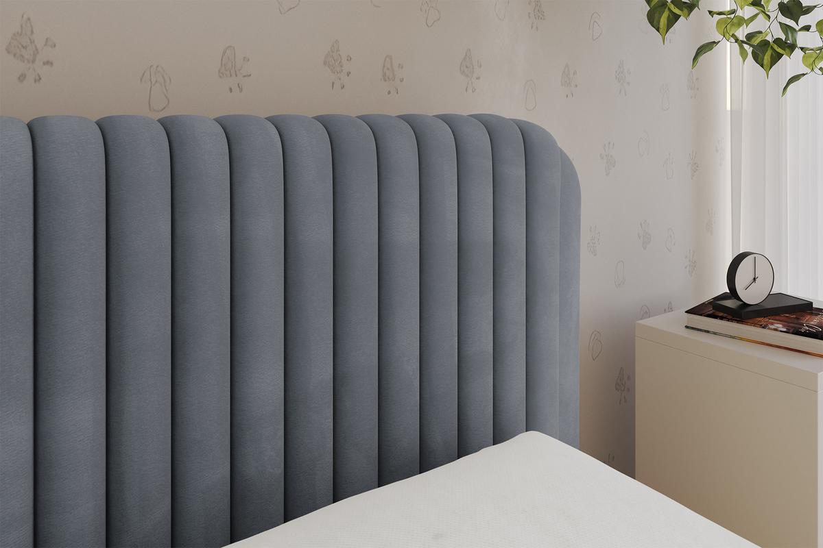 EINZELLBETT Jugendbett mit Bettkasten und Matratze H3/H4, Links - AURY 90x200 Grau - Grau, Holzwerkstoff/Textil (90/200cm) - ALTDECOR