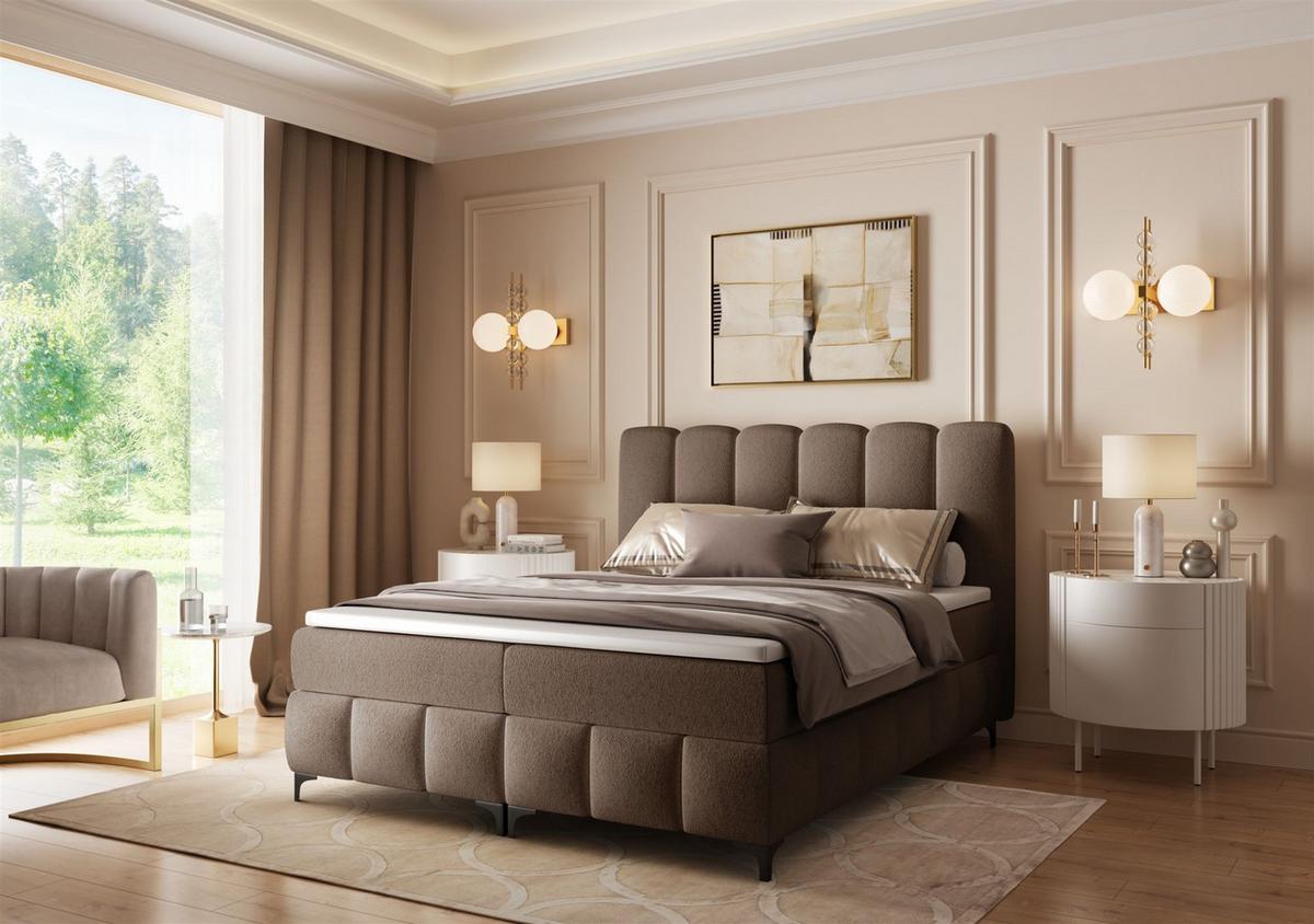 BOXBETT Isabel - Braun, Holzwerkstoff/Textil (160/200cm) - Fun Möbel
