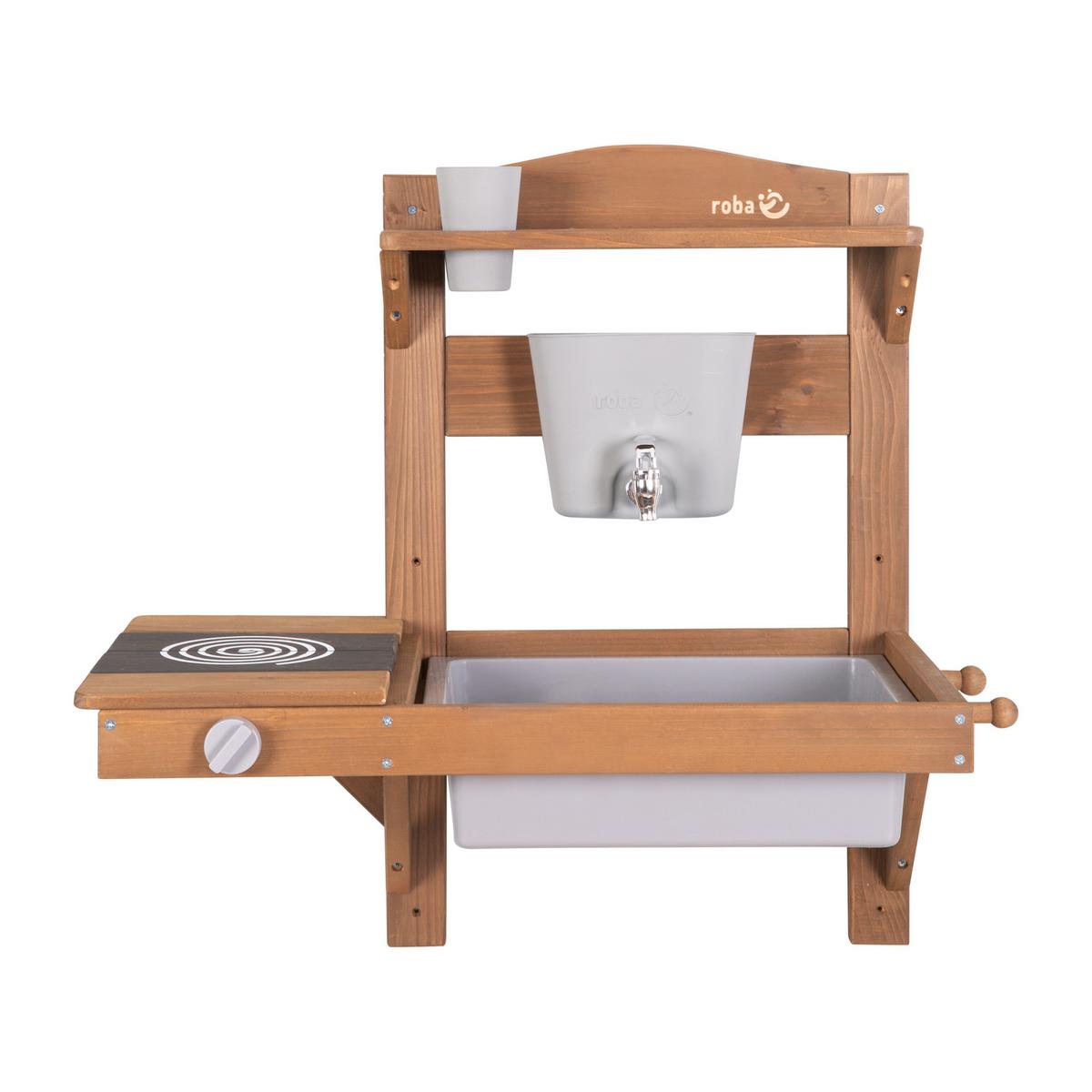SPIEL- UND MATSCHKÜCHE zum Hängen teak - Teakfarben, Holz (65/65/36cm) - Roba