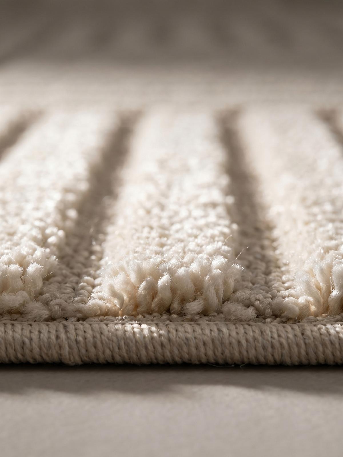TEPPICH Hochflor RIGI in Creme, mit Cord-Streifen-Patchwork, 80 x 150 cm - Beige, Textil (150/80cm) - KADIMA DESIGN