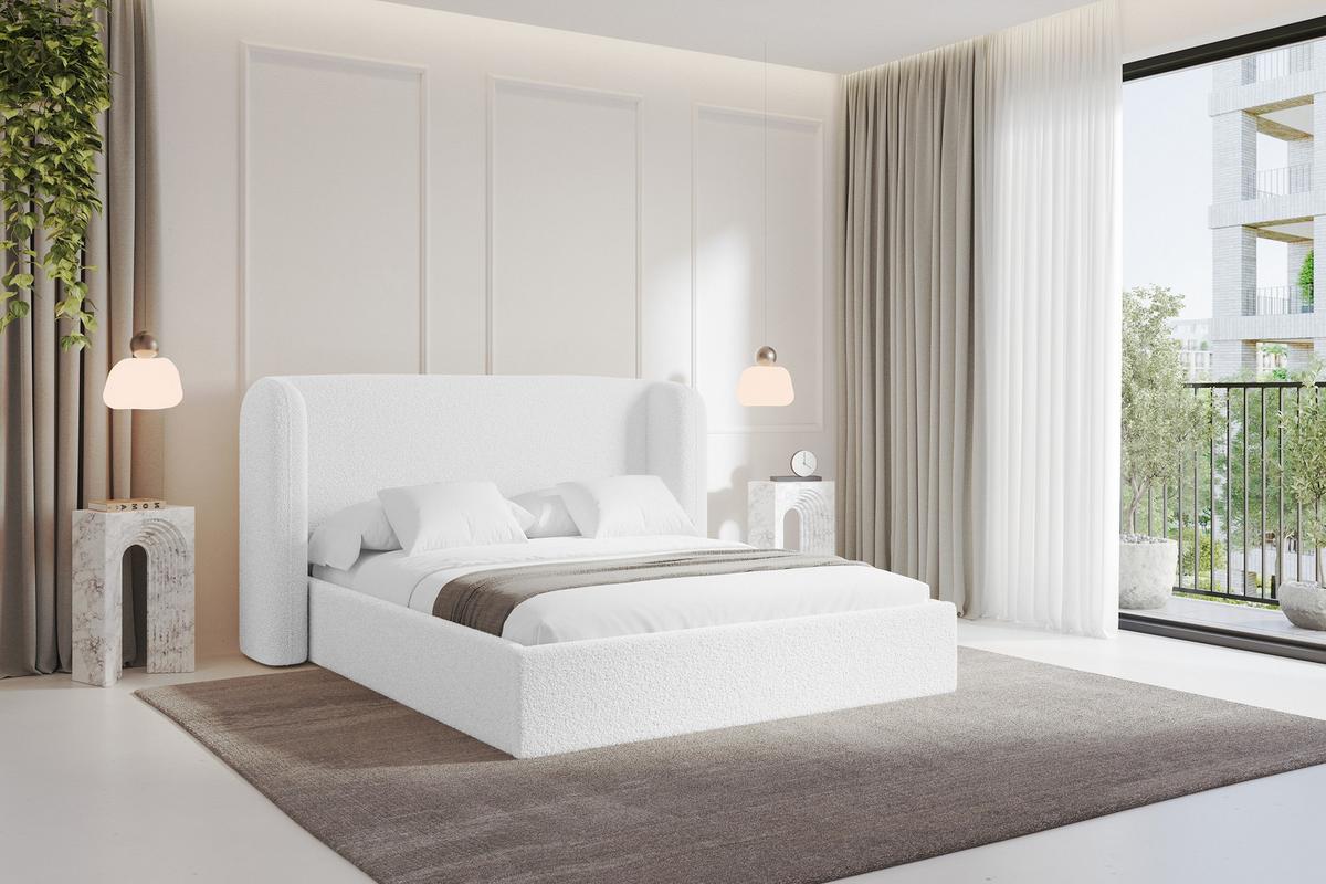 POLSTERBETT mit Bettkasten und Lattenrost, Bett mit Matratze H3/H4 - ESTI 160x200 Weiß - Weiß, Holzwerkstoff/Textil (160/200cm) - ALTDECOR