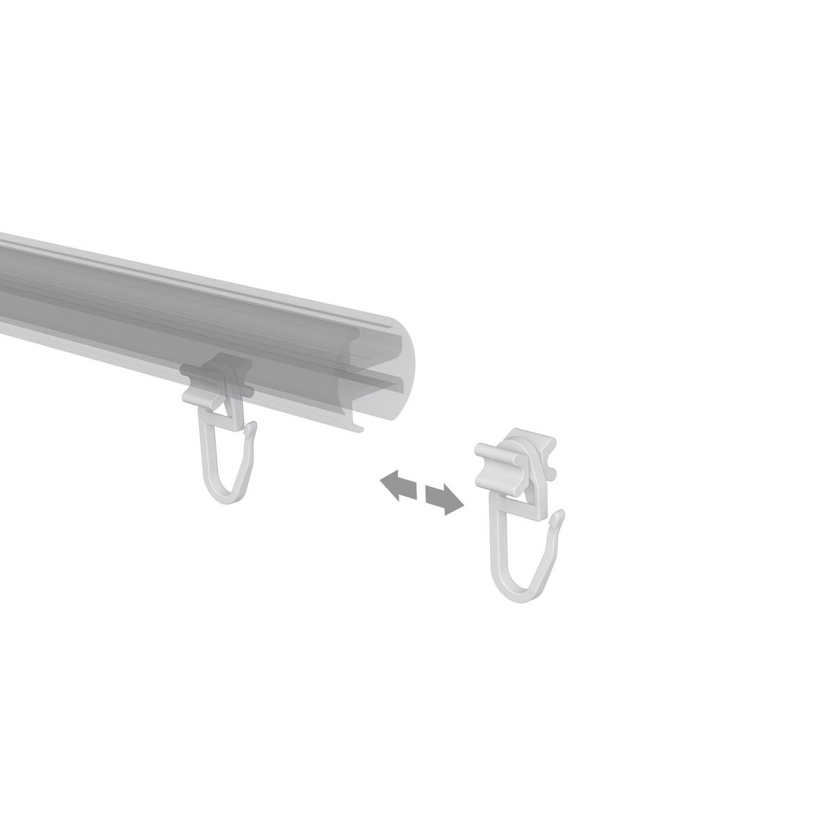 FALTENGLEITER MIT FALTENHAKEN für Innenläufe / Gardinenschienen mit Nutbreite 5,4 bis 6 mm, Packung 100 Stück - Weiß, Kunststoff (1.1/2.8/1cm) - INTERDECO