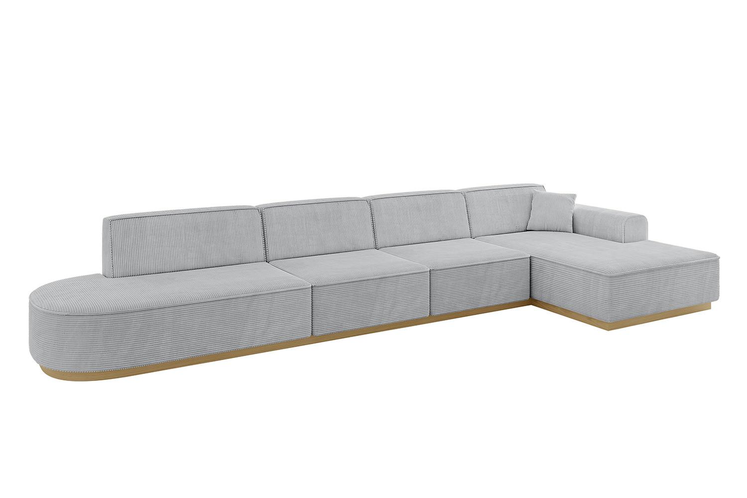 ECKSOFA Ottomane Rechts IREA-L3-v2 - 412x165x80 cm Grau - Hellgrau/Grau, Holzwerkstoff/Textil (412/165cm) - ALTDECOR