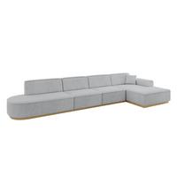 ECKSOFA Ottomane Rechts IREA-L3-v2 - 412x165x80 cm Grau - Hellgrau/Grau, Holzwerkstoff/Textil (412/165cm) - ALTDECOR