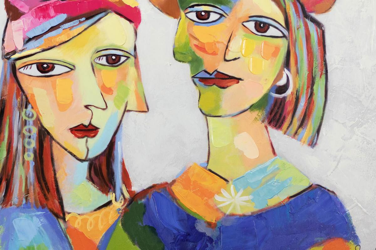 ACRYLBILD HANDGEMALT 120/60 cm - Blau/Gelb, Holz/Textil (120/60cm) - KUNSTLOFT